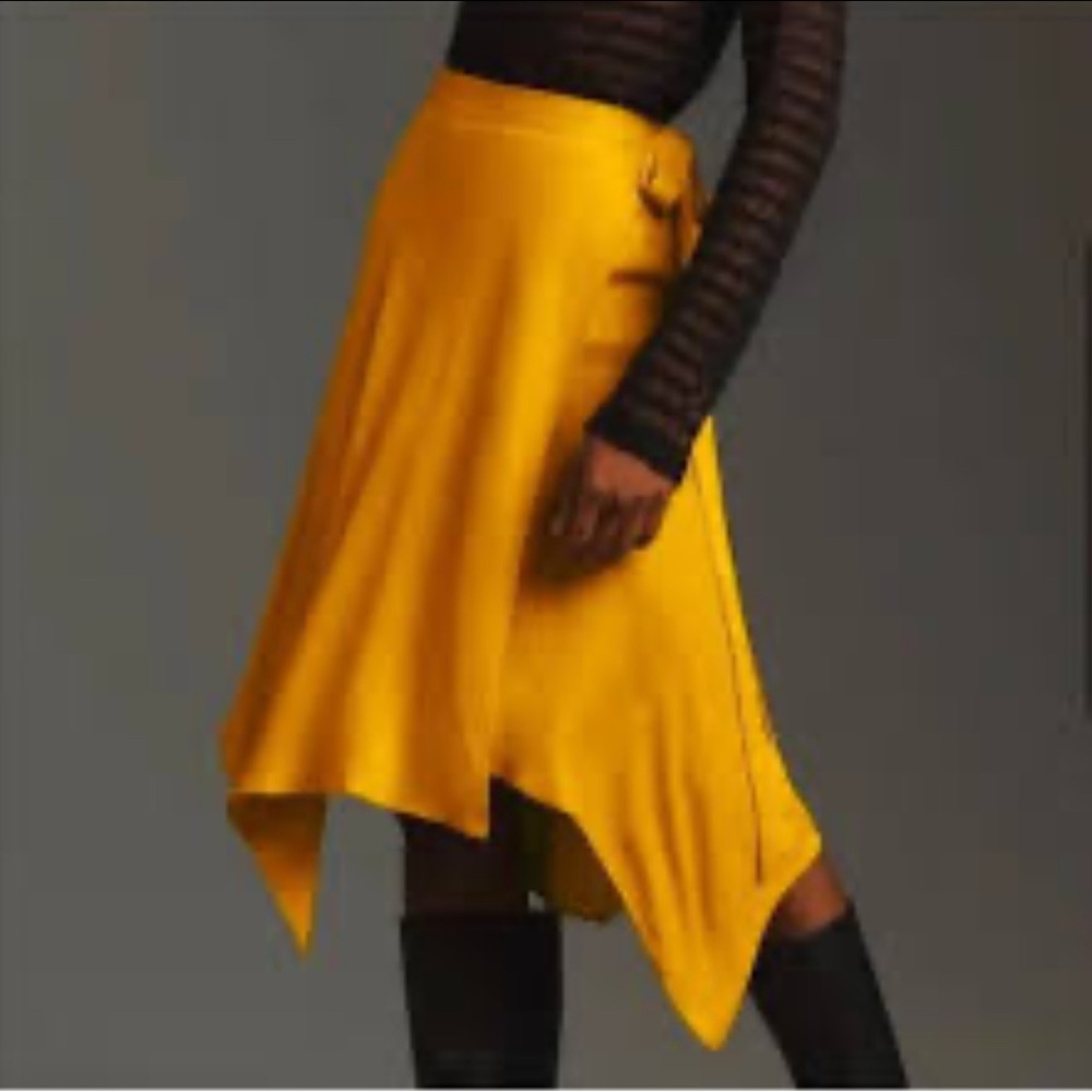 Anthropologie asymmetrical wrap midi skirt size large EUC